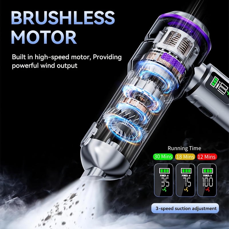 NWDEY Car Vacuum Cleaner High Power 20000Pa – Cordless Handheld Mini Vacuum & Air Duster for Car & Desk, Home, Office & Camping, Ideal Gift for Men & Women, 6000mAh Battery (Fast Charging Edition) - Image 4